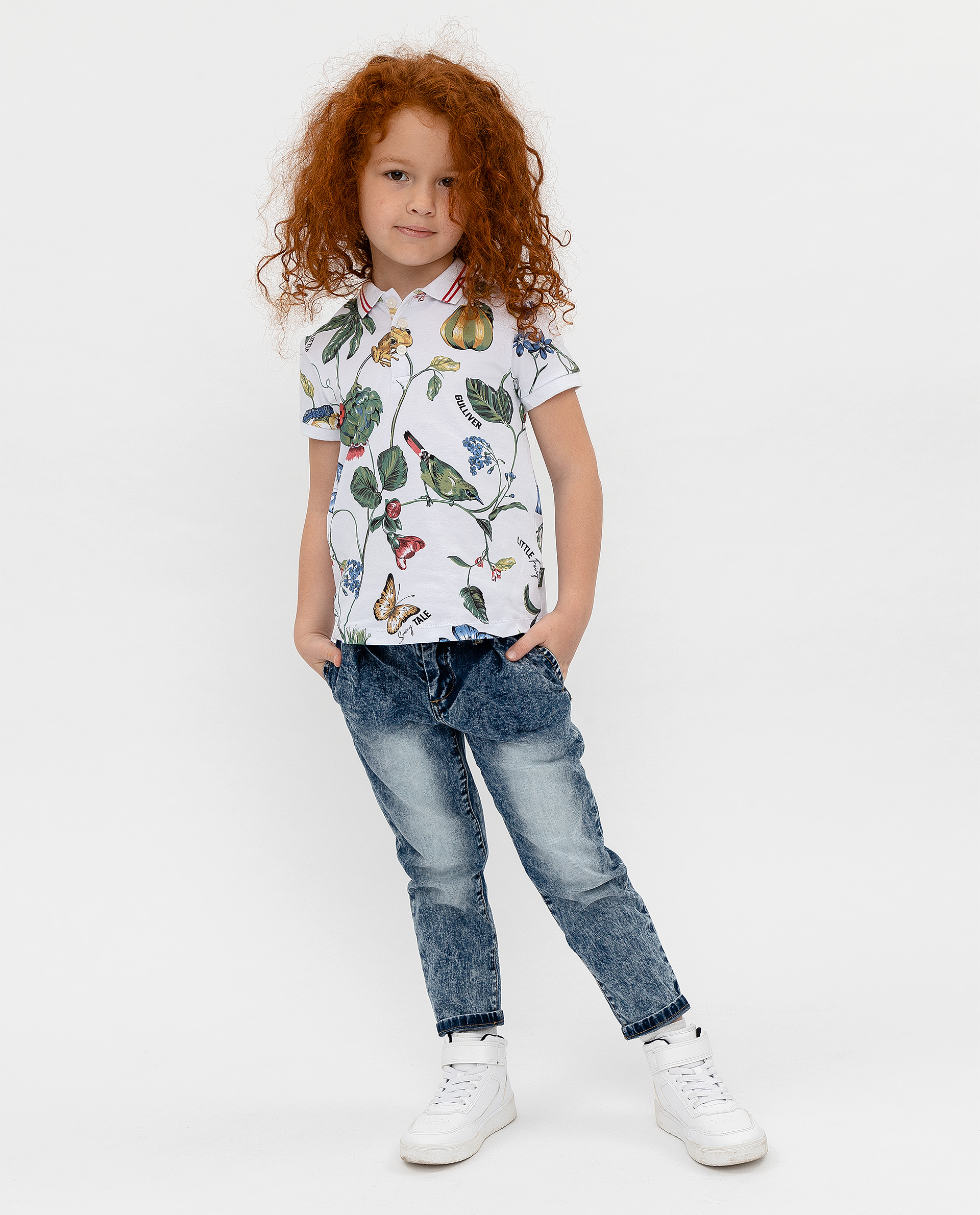 

Поло для девочек Gulliver, цв. белый, р.122, 12002GMC1401