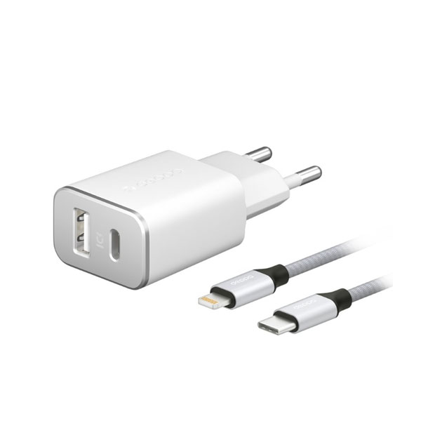 фото Сетевое зарядное устройство deppa dep-11390, 1xusb; 1xusb type-c, 3 a, white