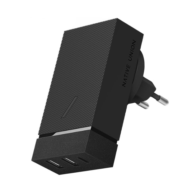 фото Сетевое зарядное устройство native union smart charger, 2 usb/1 usb type-c grey