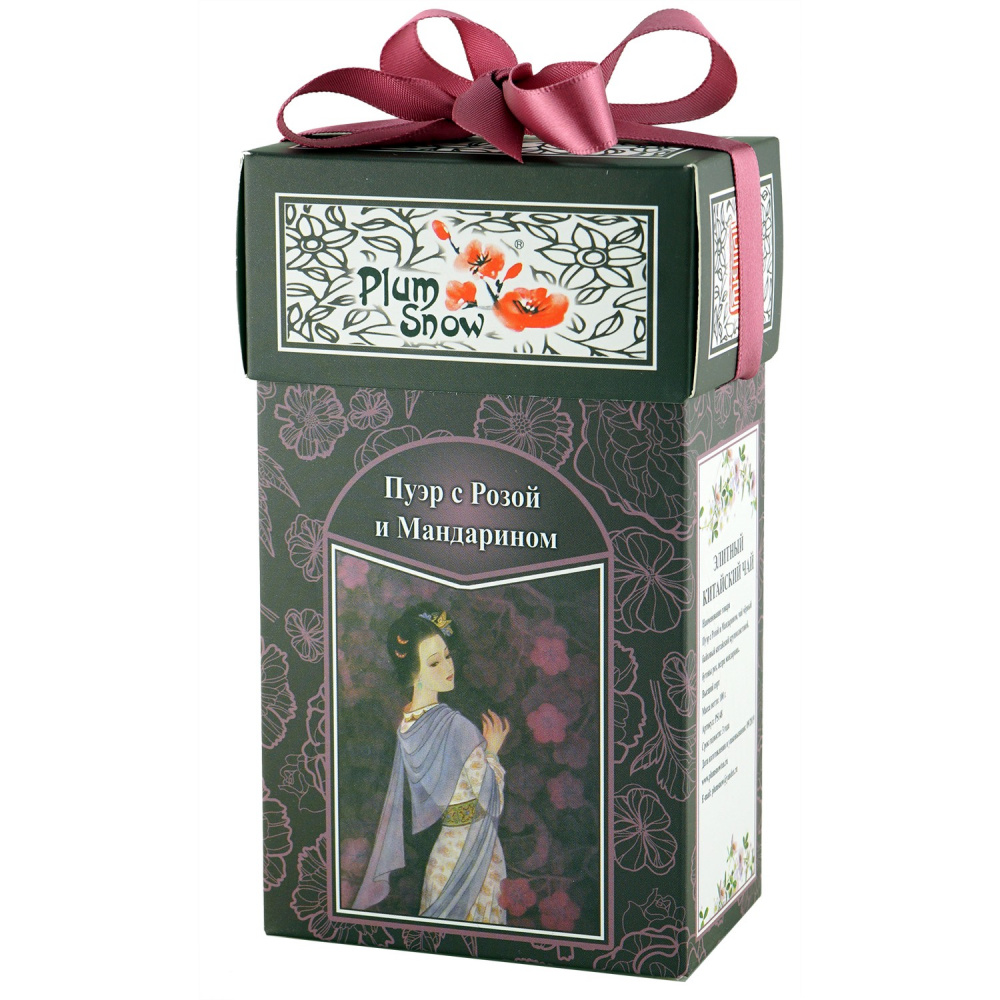 

Чай Plum Snow "Чёрный чай Пуэр с Розой и Мандарином", чёрный листовой, 100 гр