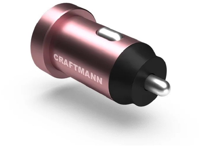 фото Автомобильное зарядное устройство craftmann car charger 5v 4.8a (розовый цвет)
