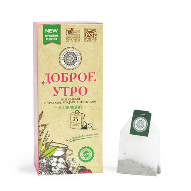 

Чай Фабрика Здоровых Продуктов Доброе утро Бодрящий чёрный 25 пакетиков