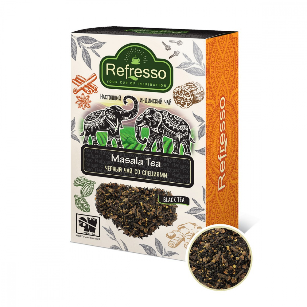 

Чай Refresso "Masala Tea", черный крупнолистовой, с добавками, 250 гр