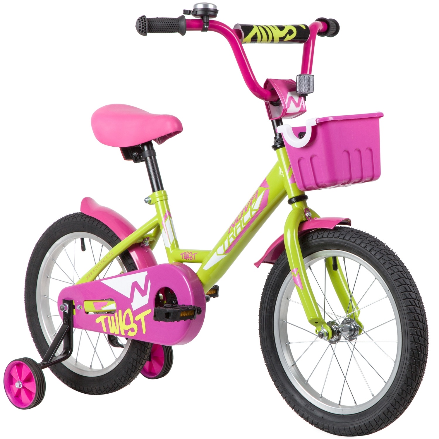 фото Велосипед novatrack twist 161twist.gnp20 16" розовый с зеленым