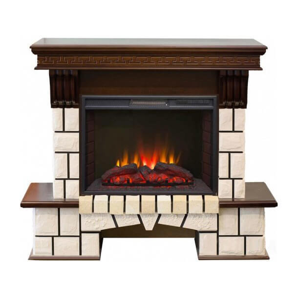 

Электрокамин RealFlame Stone, темный орех/белый