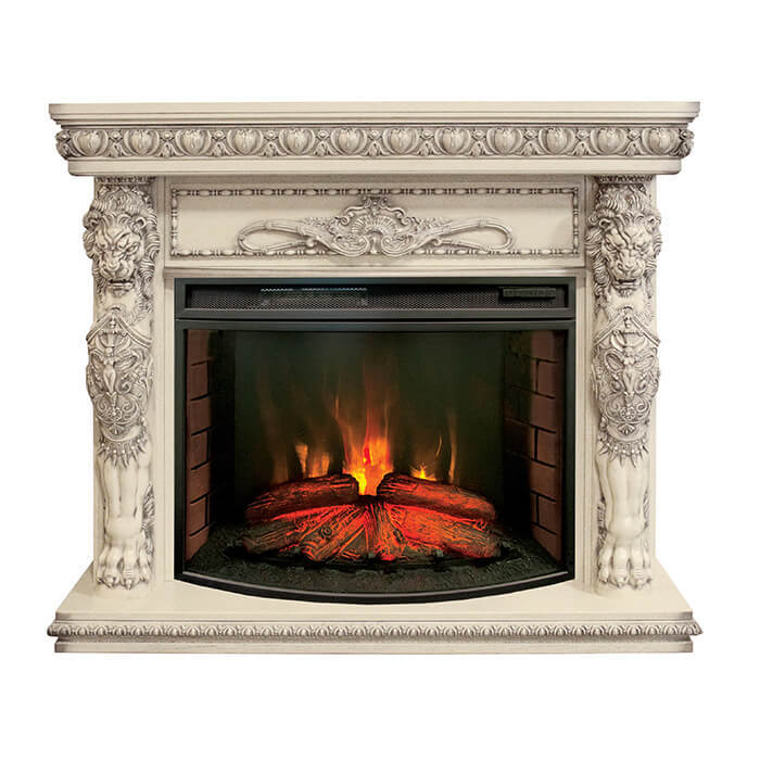 фото Электрокамин realflame romano, белый дуб
