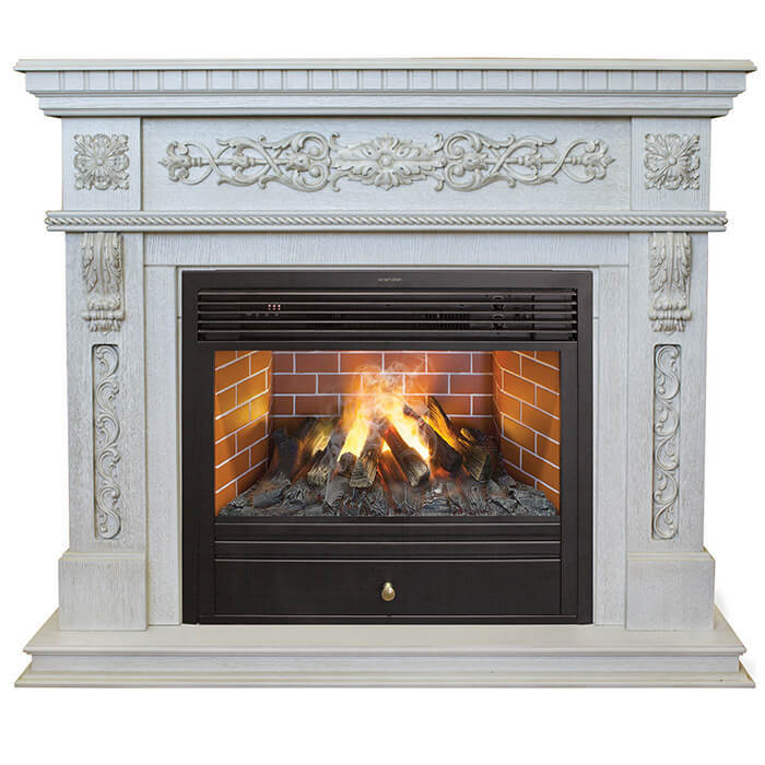 фото Электрокамин realflame estella, белый дуб с патиной