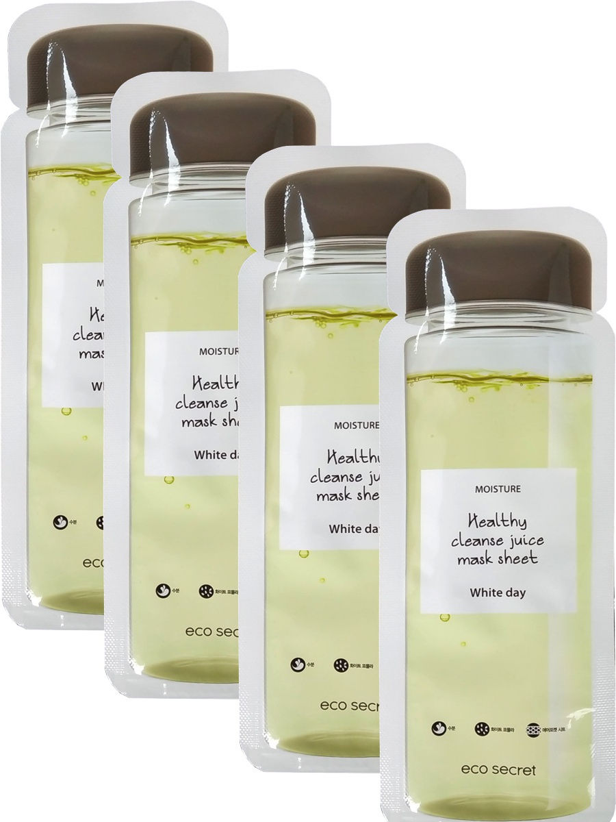 

Набор масок Eco Secret Детокс Healthy Cleance Juice Mask Sheet -WHITEDAY (4шт), Healthy Cleance Juice Mask Sheet -WHITEDAY