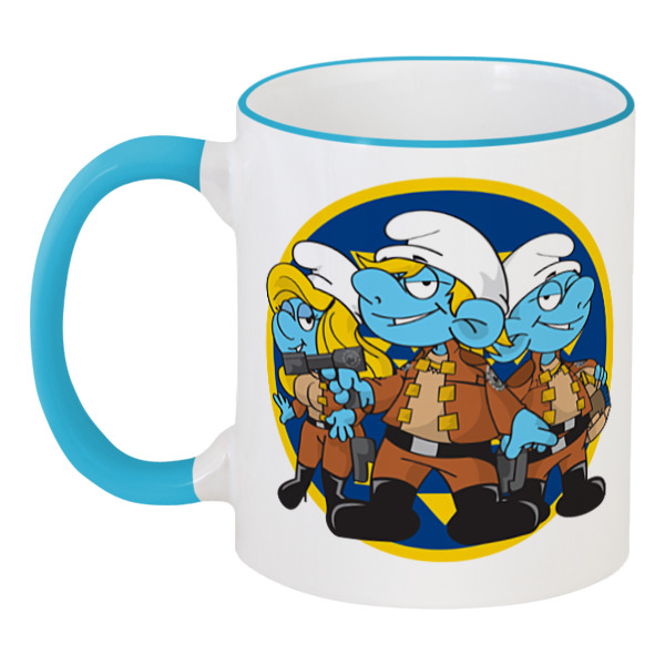 

Кружка Printio с цветной ручкой и ободком Смурфи