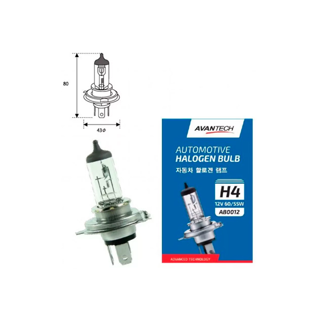 фото Лампа головного света avantech h4 (hb2) 12v 60/55w avantech арт. ab0012