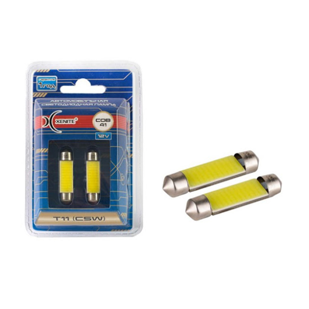 

XENITE COB 31 мм (9-15V) Т11 (C5W) Яркость 70 LM Упаковка 2 шт. XENITE арт. 1009441