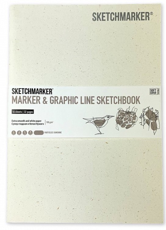 фото Скетчбук sketchmarker marker&graphic line 17,6х25см 16л 180г мягк.обложка, солнечные искры