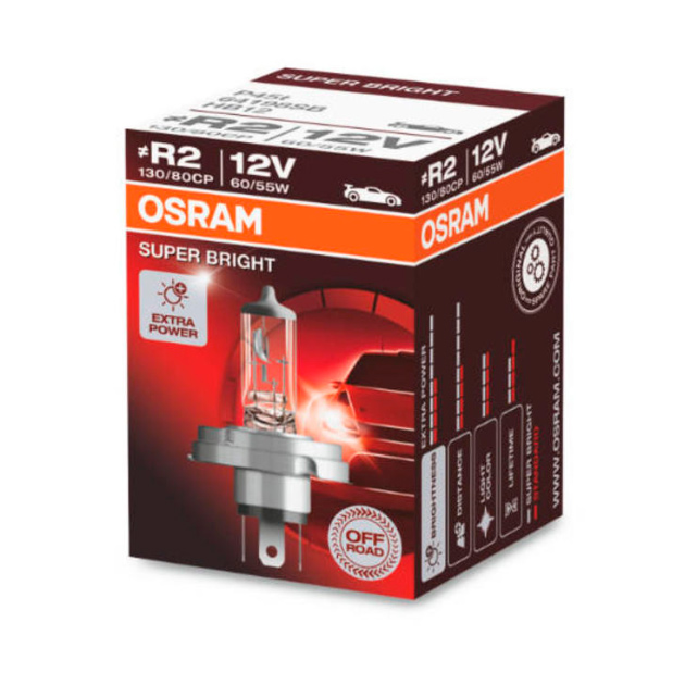 фото Лампа r2 12v 60/55w p45t off-road super brigh лампы повышенной мощности 1 шт. osram