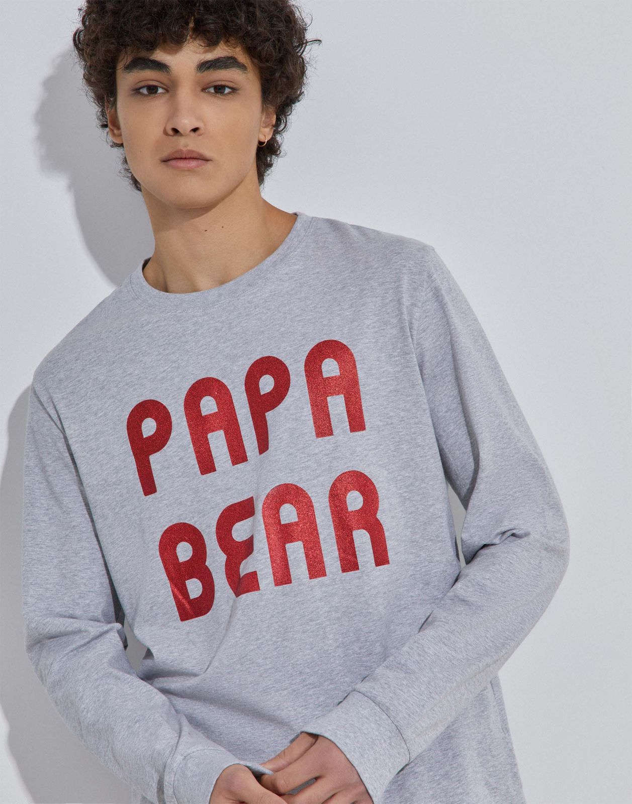 Лонгслив домашний мужской Gloria Jeans BSL000526 серый M (48-50)