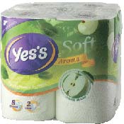 фото Туалетная бумага yes's софт 2 слоя с цветным тиснением спелое яблоко белая 8 рул