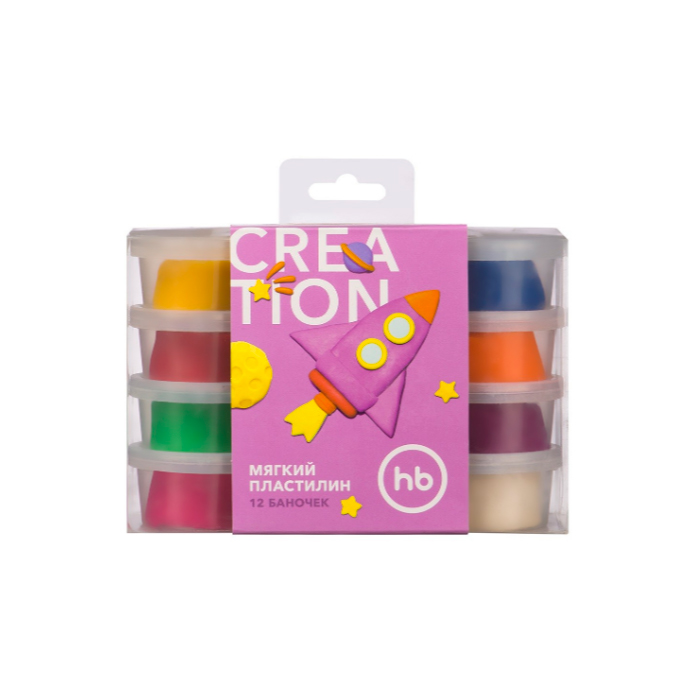 

Мягкий пластилин Happy Baby Creation, 9 цветов 12 баночек