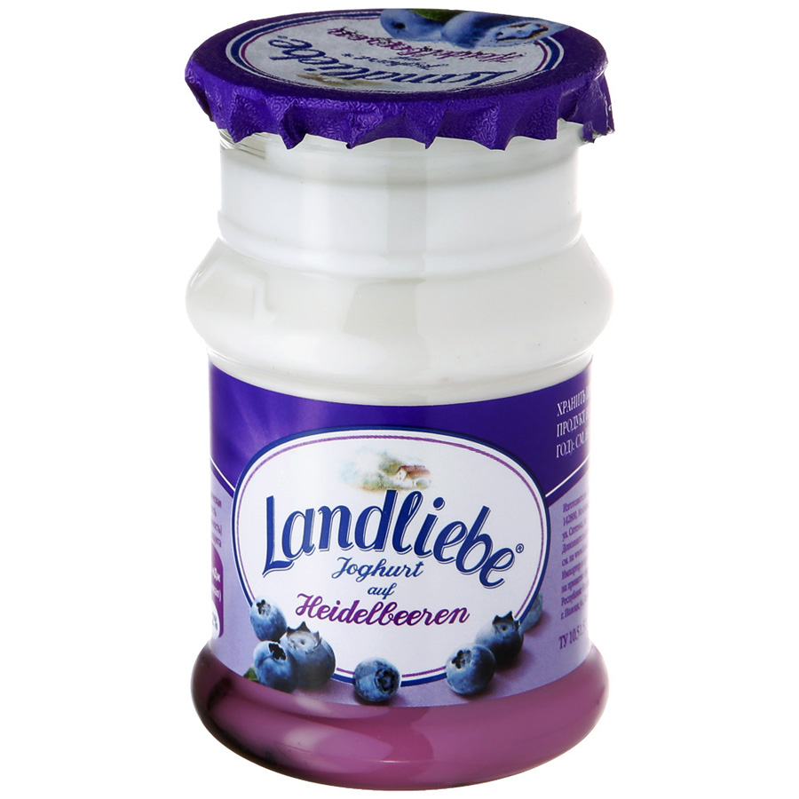 Йогурт ландлибе двухслойный бзмж с черникой жир. 3,2 % 130 г пл/б # кампина россия