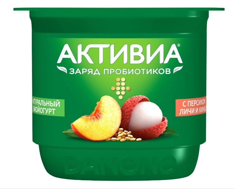 

Биойогурт активиа бзмж персик/личи/киноа жир. 2,9 % 150 г пл/ст данон россия