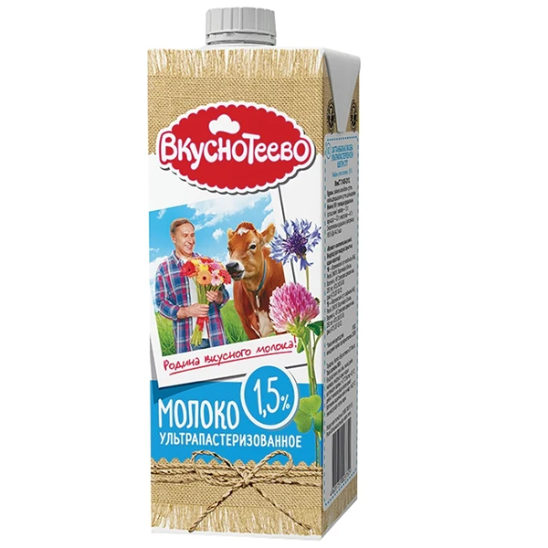 

Молоко Вкуснотеево ультрапастеризованное 1.5% 950 г