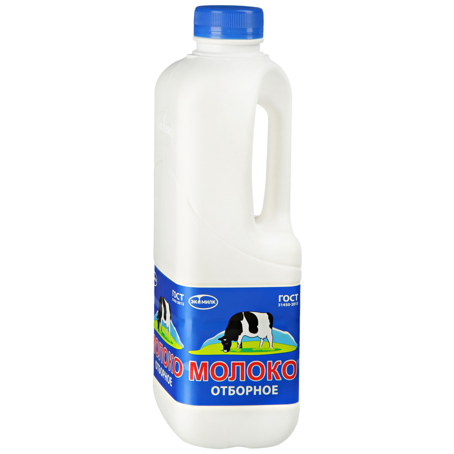 Молоко экомилк пастер отборное бзмж жир. 3,4-4,5 % 900 мл пл/б озерецкий мк россия