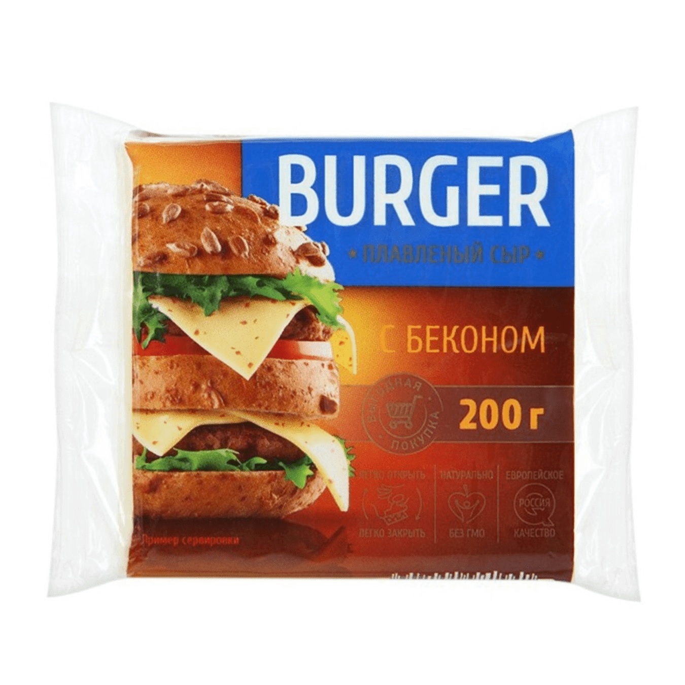 

Сыр Burger плавленый ломтики бекон 45 % 200 г