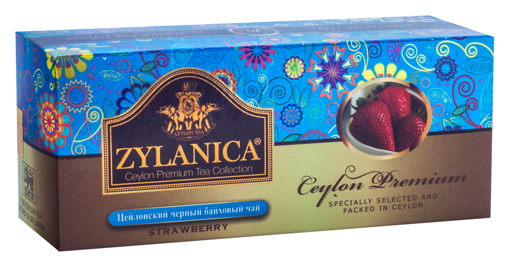 Чай Zylanica Ceylon Premium черный байховый с клубникой 25 пакетиков