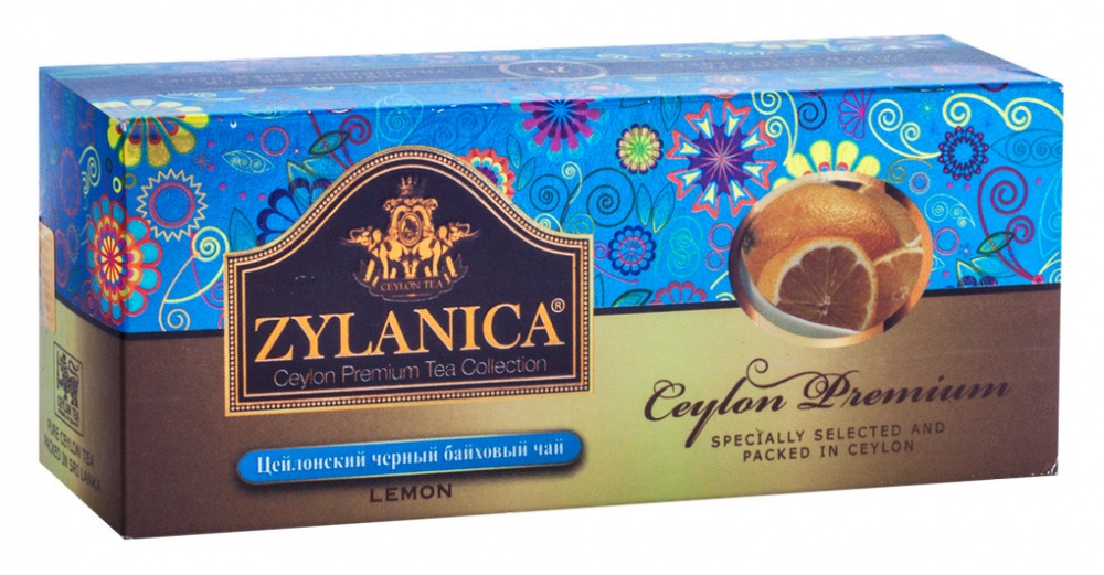 Чай Zylanica Ceylon Premium черный байховый с лимоном 25 пакетиков