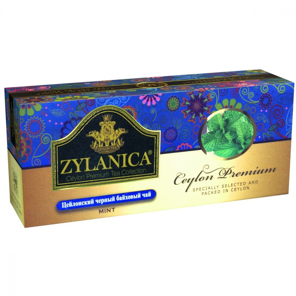 Чай Zylanica Ceylon Premium черный байховый с мятой 25 пакетиков