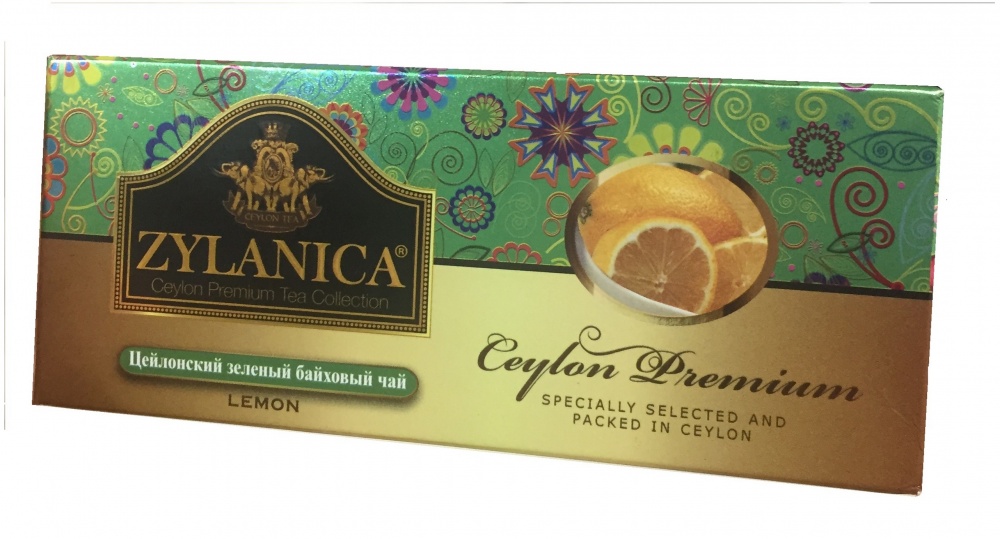 Чай Zylanica Ceylon Premium зеленый байховый с лимоном 25 пакетиков