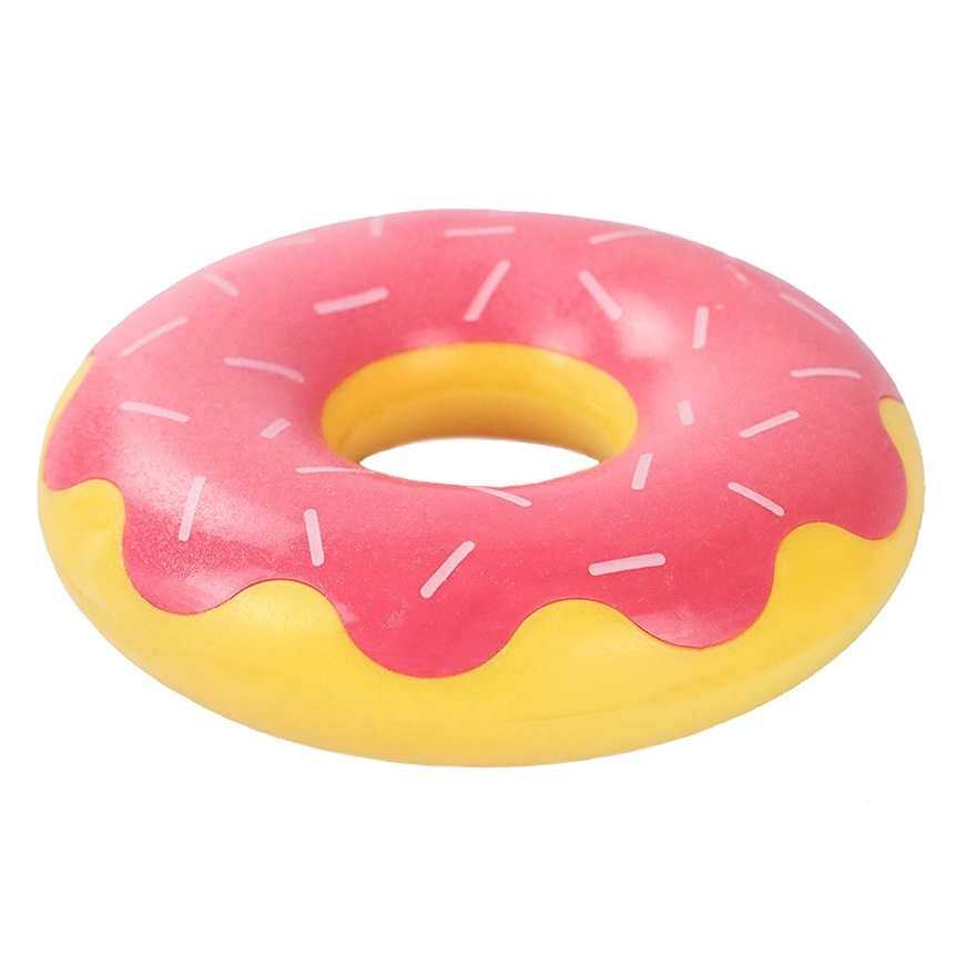 Жевательная игрушка для собак Не Один Дома Сладкий пончик, желто-розовая, 12,8см