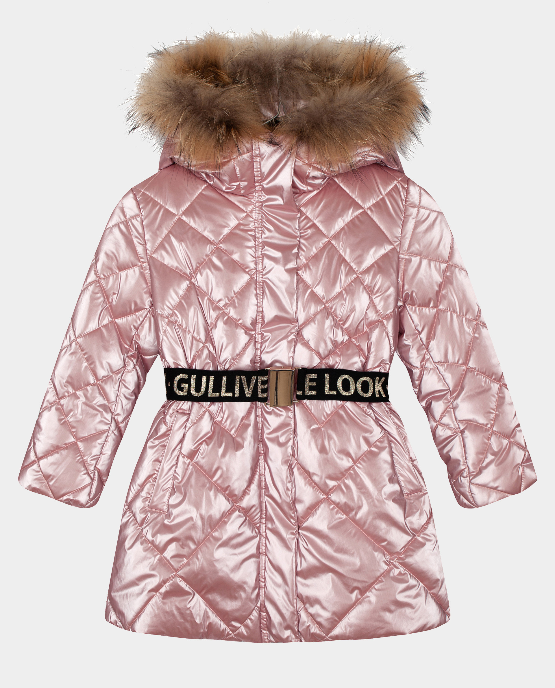 фото Розовое пальто зимнее gulliver размер 98 22001gmc4504