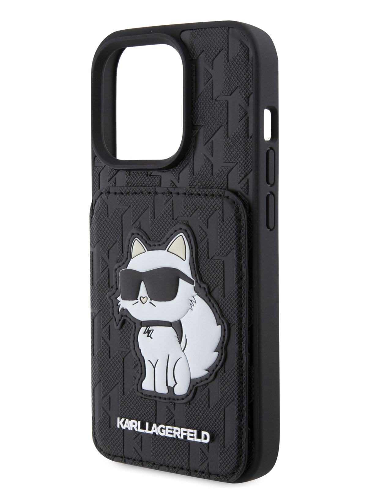 Чехол Karl Lagerfeld для iPhone 15 Pro с карманом для карт Choupette Hard Black