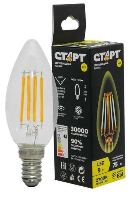 

Лампа Старт LED F-CandleE14 9W27, LED F-Candle E14 9W27