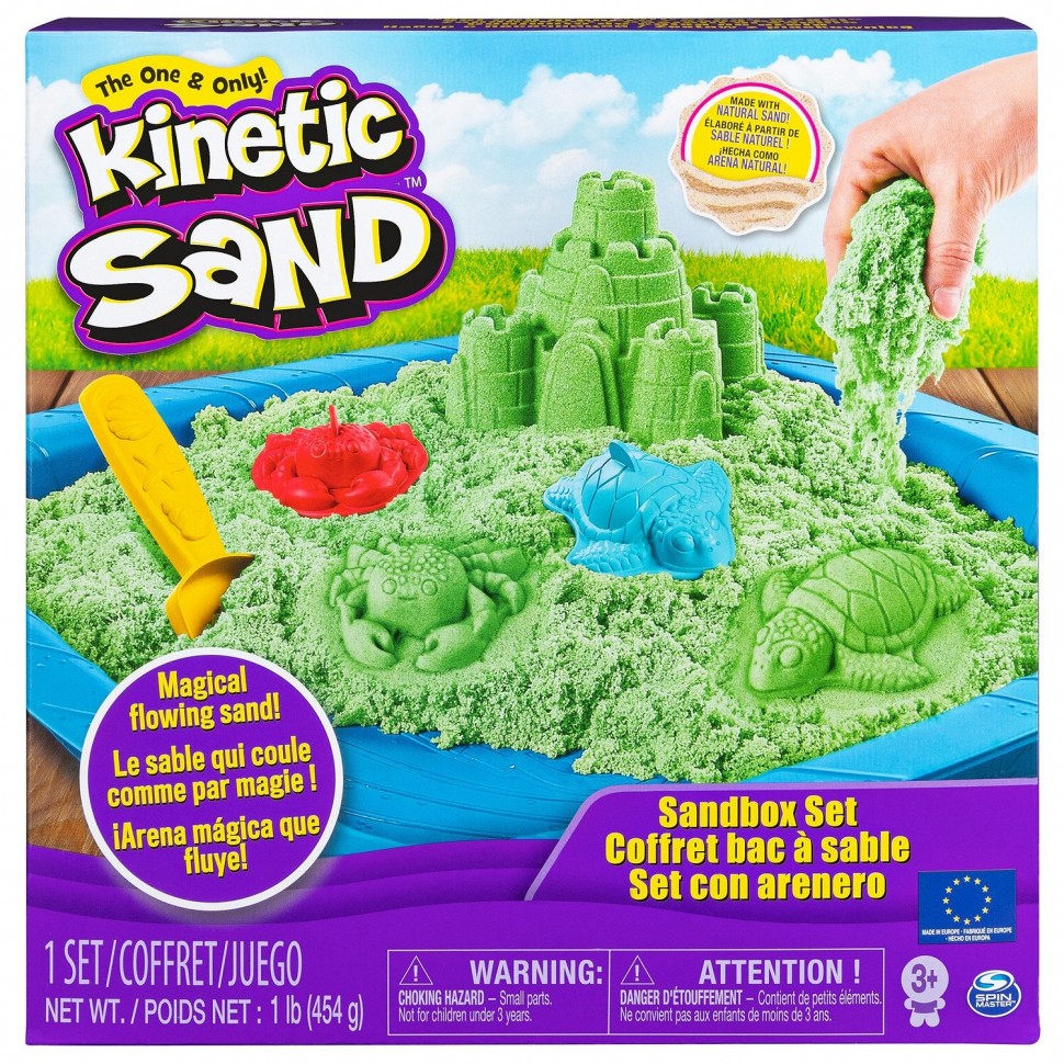 фото Песок кинетический kinetic sand с коробкой и инструментами 454г green 024397/20106637