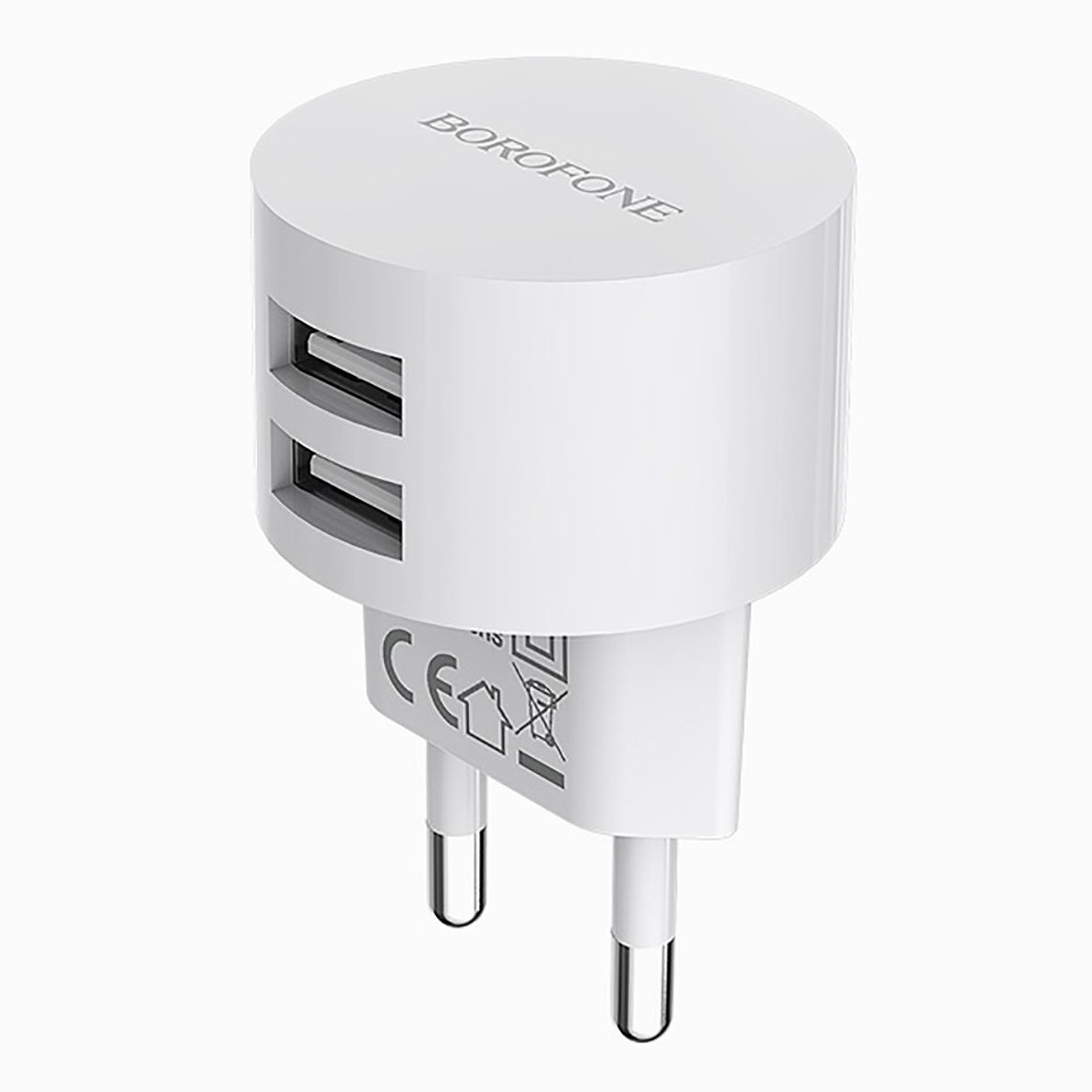 

Зарядное устройство Borofone BA23A Brilliant (2USB, 5V, 2.4A) + кабель Type-C (белое)