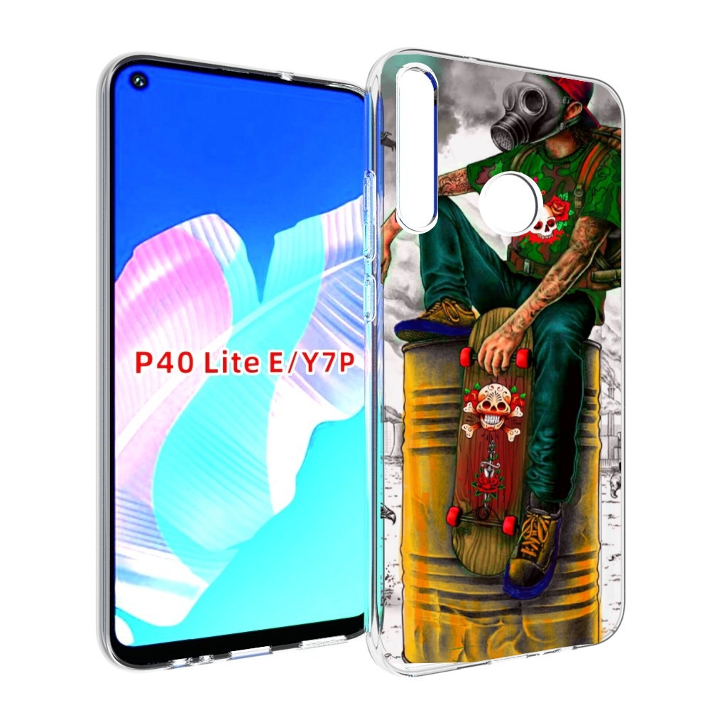 

Чехол бампер MyPads скейтер в противогазе для Huawei P40 Lite E, Прозрачный, Tocco