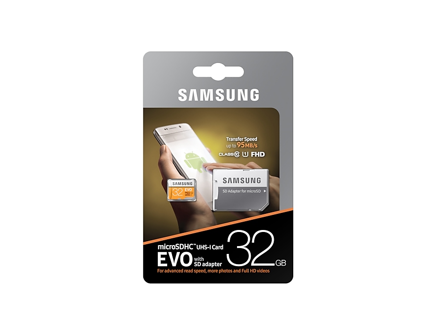 Карта памяти Samsung micro SDHC 32Gb EVO Plus v2 95/20 MB/s+Адаптер