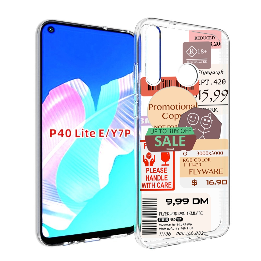 

Чехол бампер MyPads скидочные-купоны-принт для Huawei P40 Lite E, Прозрачный, Tocco