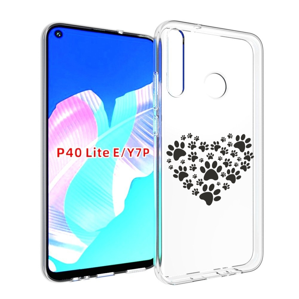 

Чехол бампер MyPads следы-в-сердечке для Huawei P40 Lite E, Прозрачный, Tocco