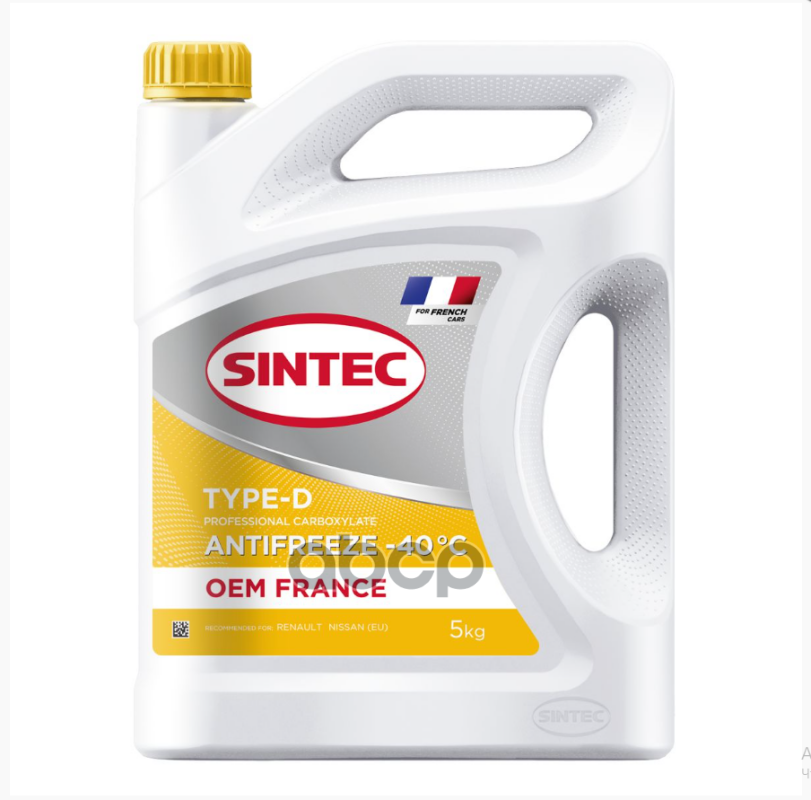 

Sintec Antifreeze Oem France Type-D Yellow -40 5Кг