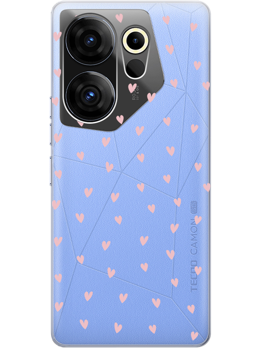 

Силиконовый чехол на Tecno Camon 20 Premier 5g с принтом "Розовые сердечки" прозрачный, Прозрачный;розовый, 772567891