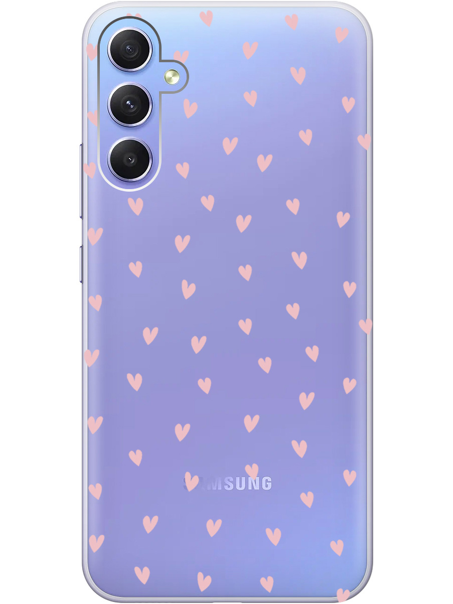 

Силиконовый чехол на Samsung Galaxy A34 5G с принтом "Розовые сердечки" прозрачный, Прозрачный;розовый, 769297591