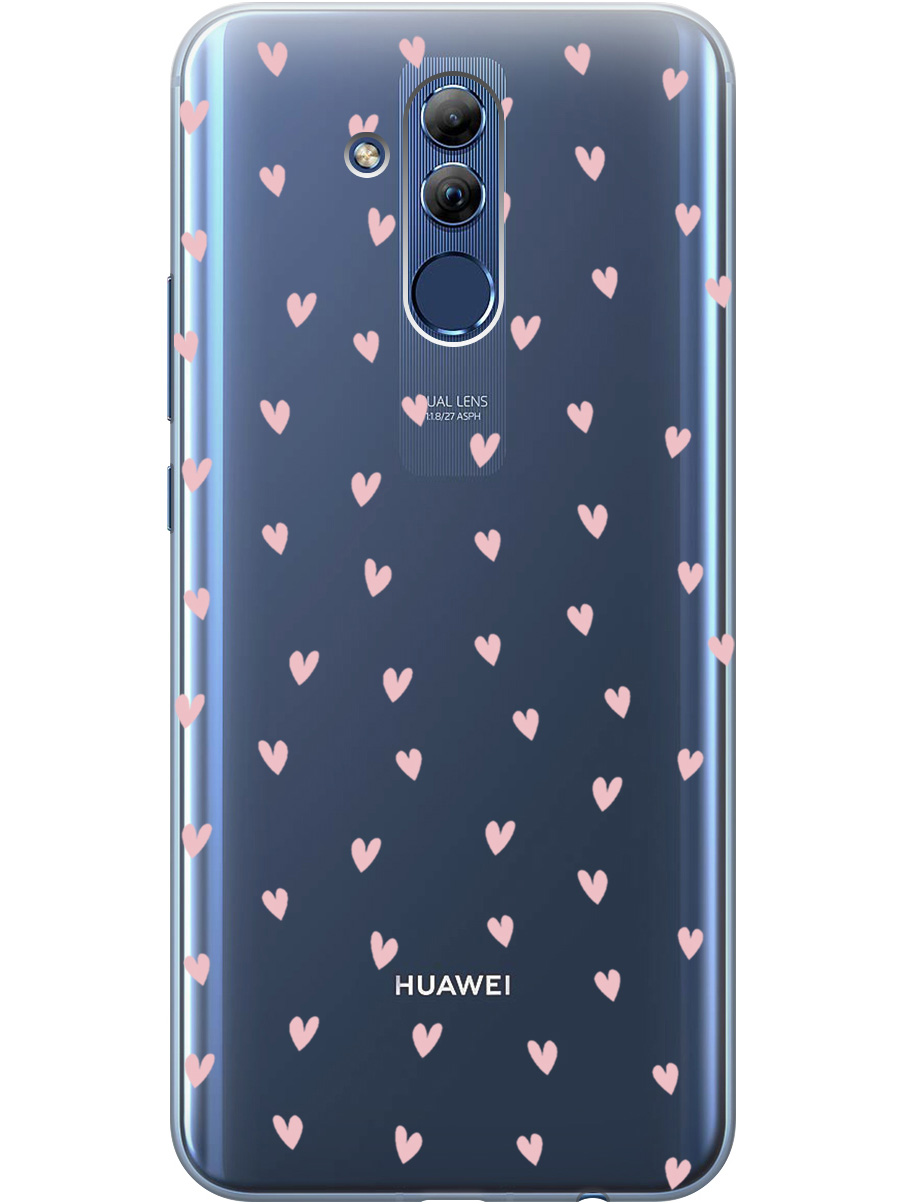 

Силиконовый чехол на Huawei Mate 20 Lite с принтом "Розовые сердечки" прозрачный, Прозрачный;розовый, 719355691