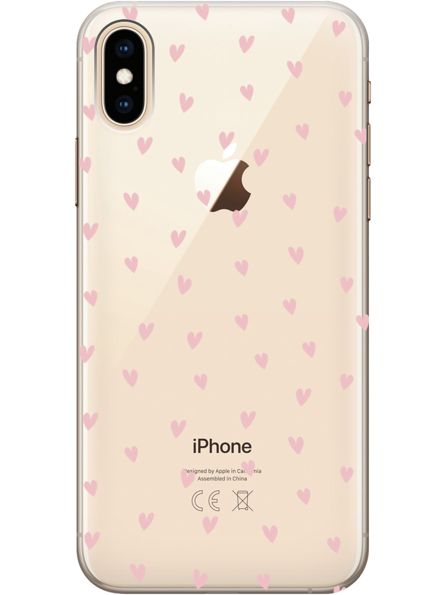 

Силиконовый чехол на Apple iPhone Xs / X с принтом "Розовые сердечки" прозрачный, Прозрачный;розовый, 715365491
