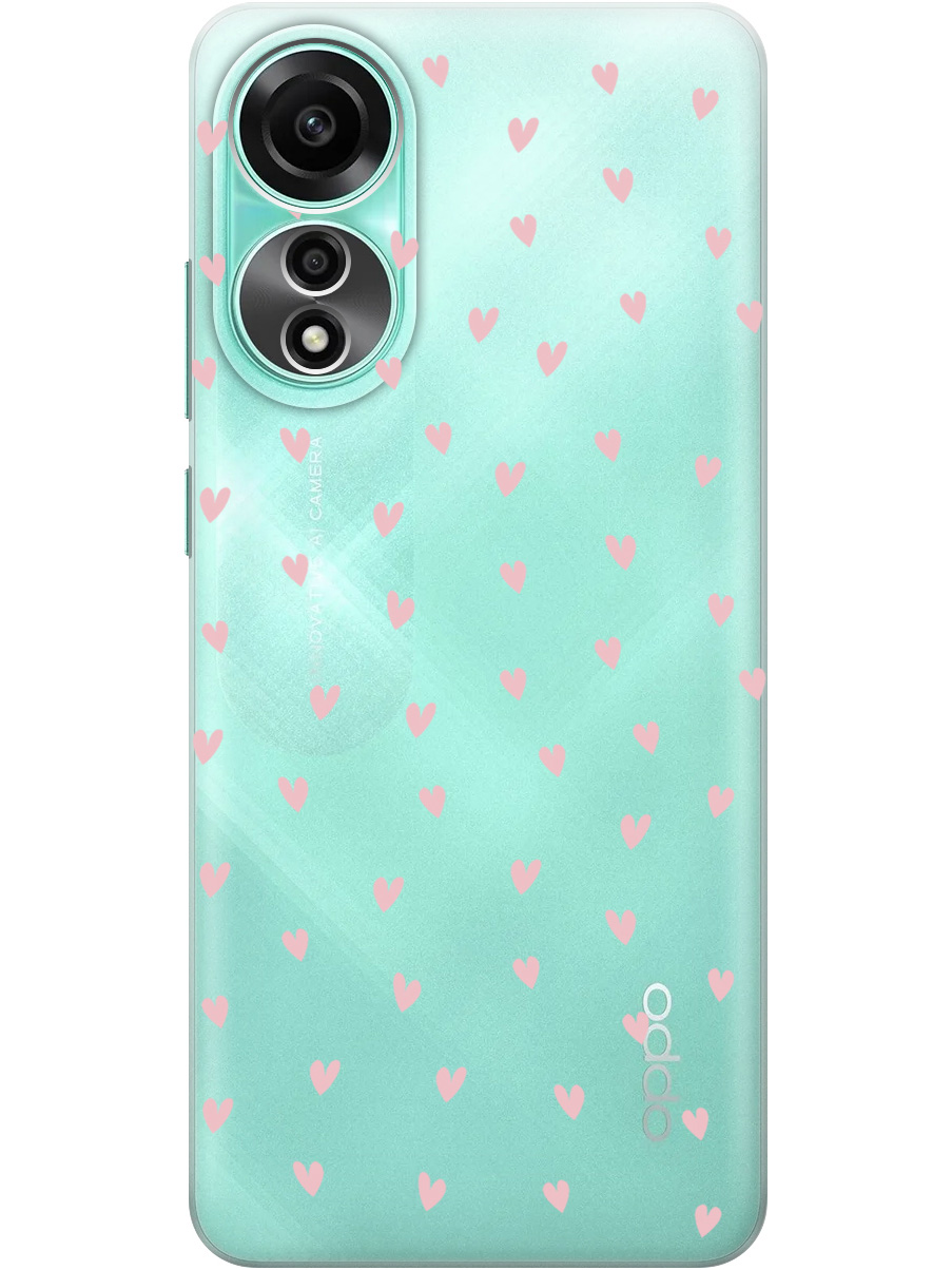 

Силиконовый чехол на Oppo A78 4G с принтом "Розовые сердечки" прозрачный, Прозрачный;розовый, 782630091