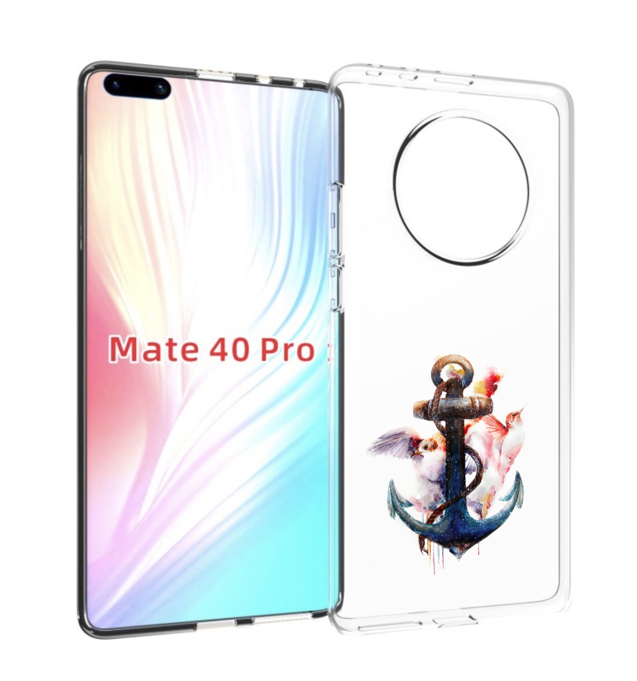 

Чехол MyPads якорь с птицами для Huawei Mate 40 Pro (NOH-NX9), Прозрачный, Tocco
