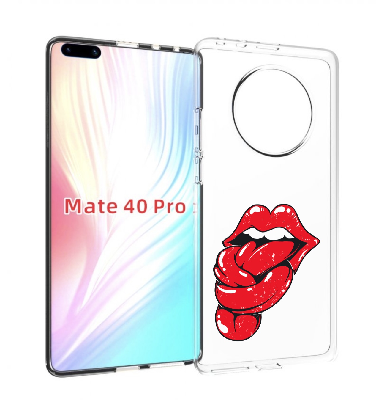 

Чехол MyPads яркие губы с языком для Huawei Mate 40 Pro (NOH-NX9), Прозрачный, Tocco