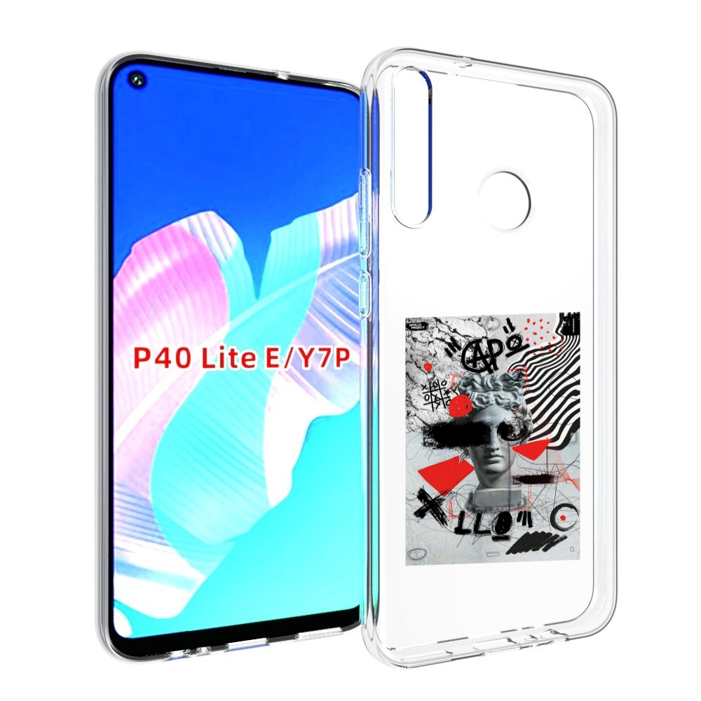 

Чехол бампер MyPads стрит арт статуя для Huawei P40 Lite E, Прозрачный, Tocco