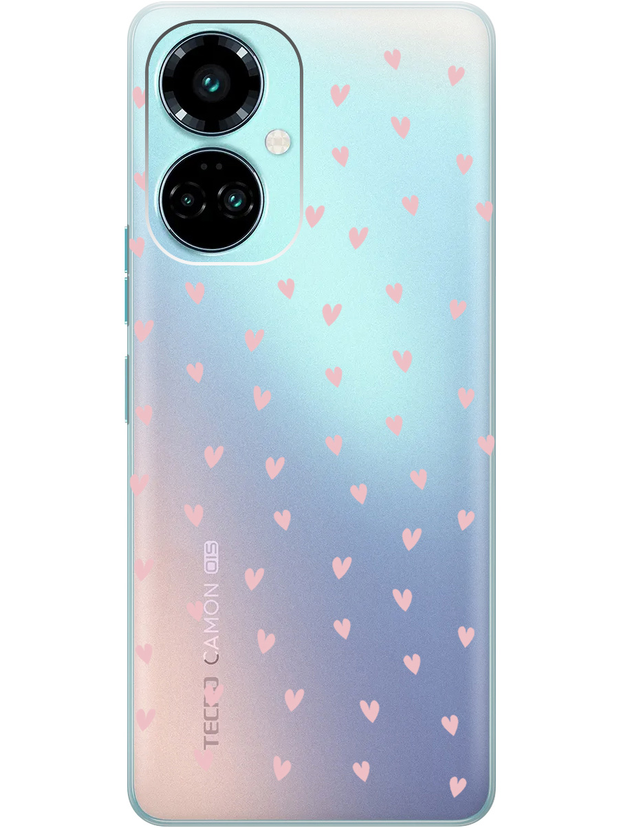 

Силиконовый чехол на Tecno Camon 19 / 19 Pro с принтом "Розовые сердечки" прозрачный, Прозрачный;розовый, 778675891