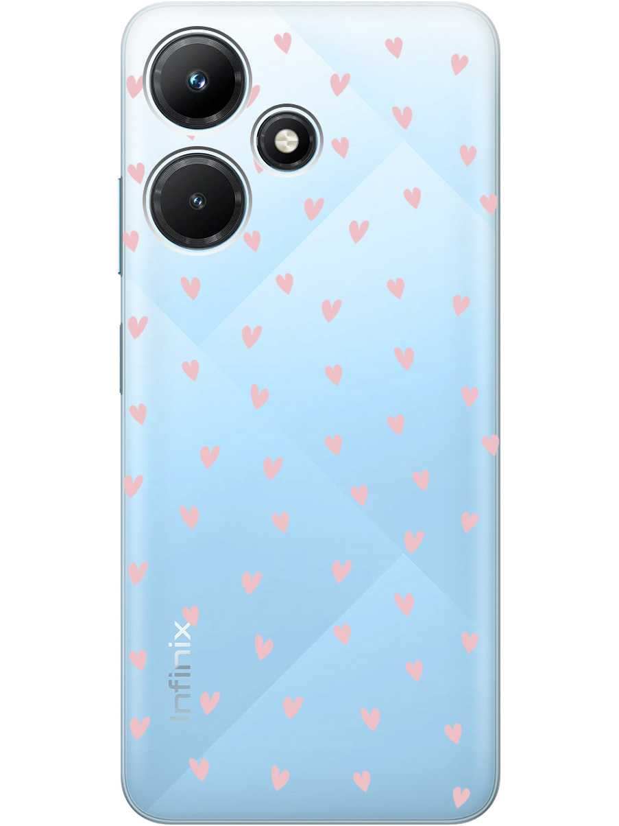 

Силиконовый чехол на Infinix Hot 30i с принтом "Розовые сердечки" прозрачный, Прозрачный;розовый, 769389391